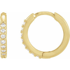 14K Yellow Gold 1/3 CTW Lab-Grown Diamond Hinged 15 mm Hoop Earrings
