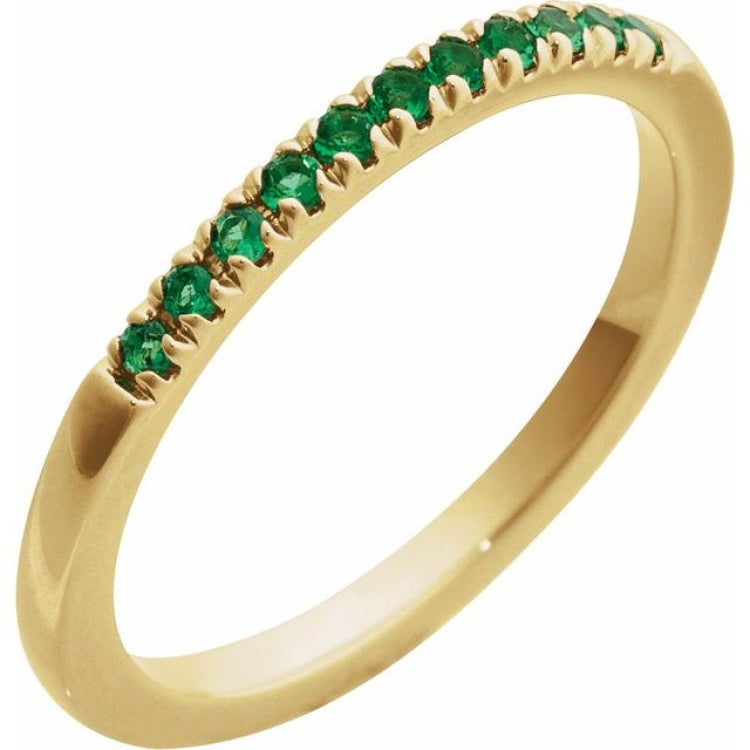 10K Yellow Gold Natural Emerald Stackable Ring