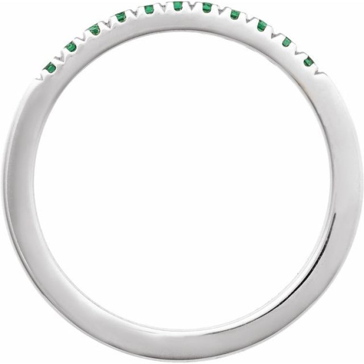 10K White Gold Natural Emerald Stackable Ring