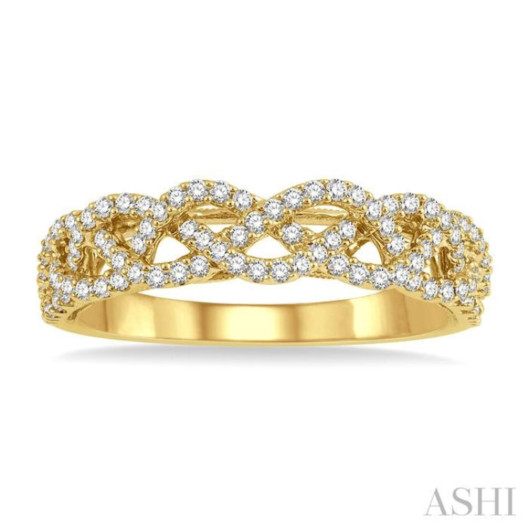 1/3 Ctw Lattice Round Cut Diamond Wedding Band in 14K Yellow Gold