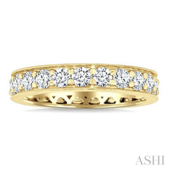 2 Ctw Round Cut Diamond Eternity Wedding Band in 14K Yellow Gold