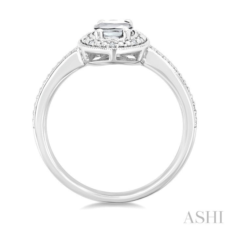 7X5 MM Oval Shape White Topaz and 1/50 Ctw Round Cut Diamond Semi-Precious Ring in Sterling Silver
