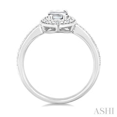 7X5 MM Oval Shape White Topaz and 1/50 Ctw Round Cut Diamond Semi-Precious Ring in Sterling Silver