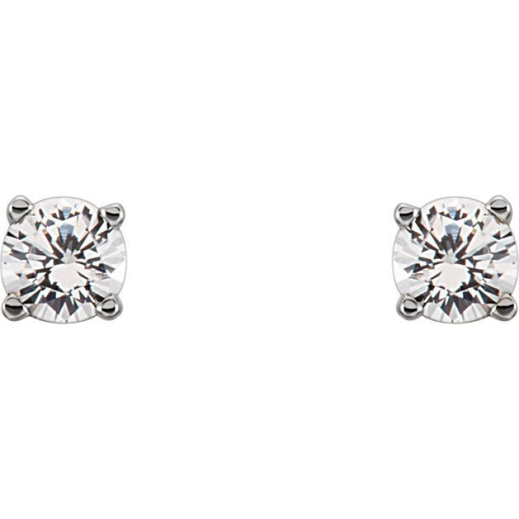 Sterling Silver Imitation Diamond Youth Earrings