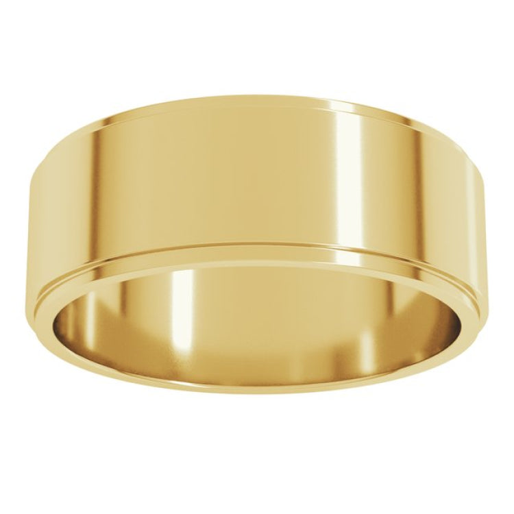 10K Yellow Gold 7 mm Stepped-Edge Flat Band Size 12.5