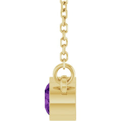 14K Yellow Gold Natural Amethyst Solitaire 16" Necklace