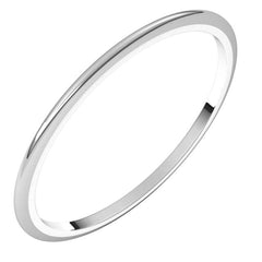 14K White Gold 1 mm Half Round Band Size 9