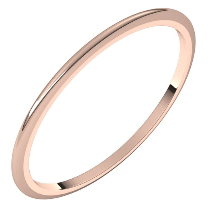 14K Rose Gold 1 mm Half Round Band Size 6