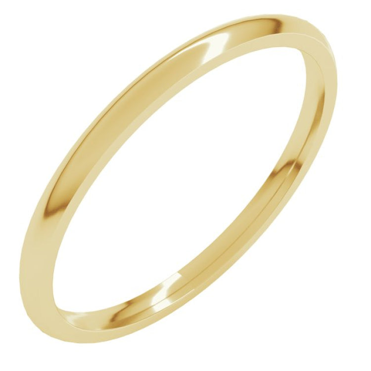 18K Yellow Gold 1.5 mm Lightweight Comfort-Fit Half Round Band Size 5.5