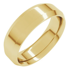14K Yellow Gold 6 mm Beveled-Edge Comfort-Fit Flat Band Size 13.5