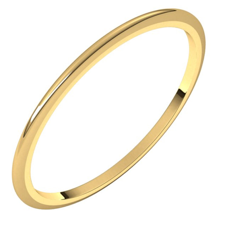 18K Yellow Gold 1 mm Half Round Band Size 4.5