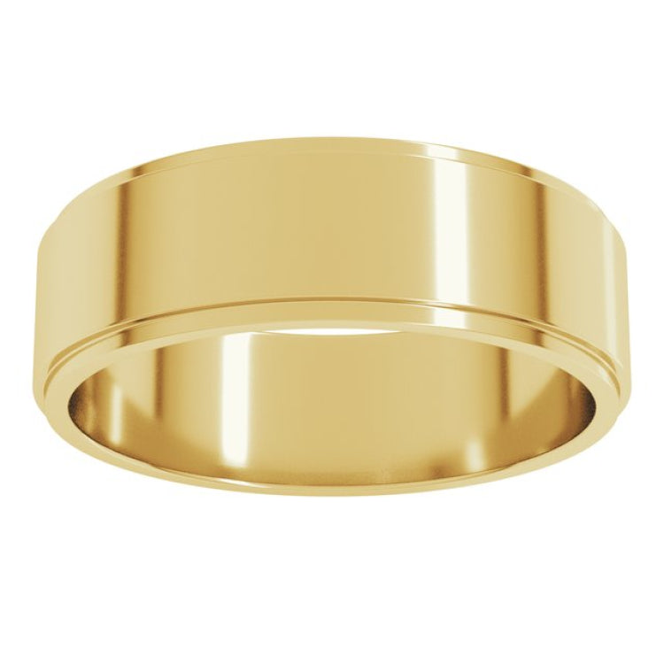 14K Yellow Gold 6 mm Stepped-Edge Flat Band Size 7.5