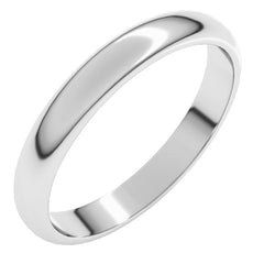 Platinum 3 mm Half Round Band Size 7.5