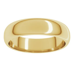 10K Yellow Gold 5 mm Half Round Band Size 10