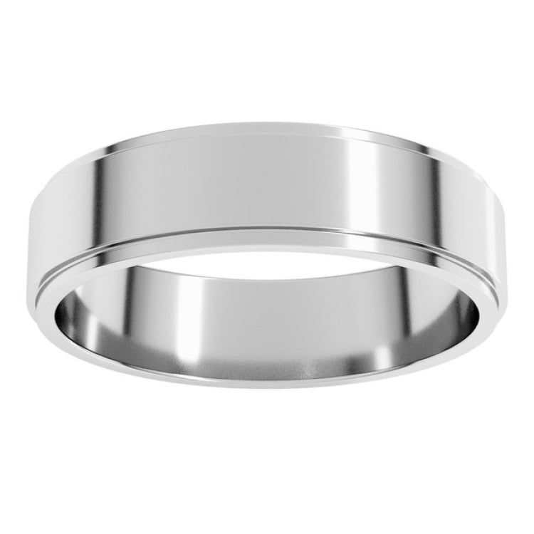 10K White Gold 5 mm Stepped-Edge Flat Band Size 11