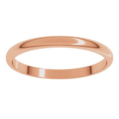 14K Rose Gold 2 mm Lightweight Half Round Band Size 9
