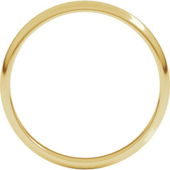 14K Yellow Gold 2.5 mm Lightweight Half Round Band Size 6.5
