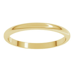 14K Yellow Gold 2 mm Half Round Band Size 12.5
