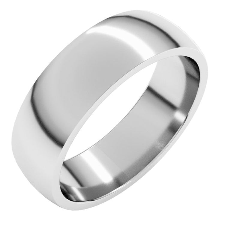 14K X1 White Gold 6 mm Lightweight Comfort-Fit Half Round Band Size 11.5