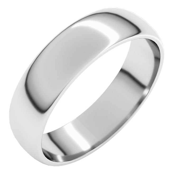 Sterling Silver 5 mm Lightweight Half Round Band Size 11