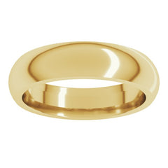 18K Yellow Gold 5 mm Comfort-Fit Half Round Band Size 9
