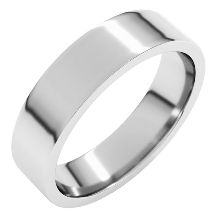 14K White Gold 5 mm Lightweight Comfort-Fit Flat Band Size 9.5
