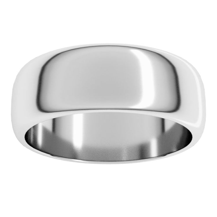 14K White Gold 7 mm Half Round Band Size 7