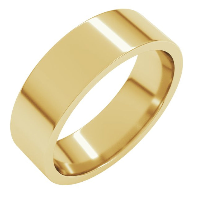14K Yellow Gold 6 mm Lightweight Comfort-Fit Flat Band Size 6