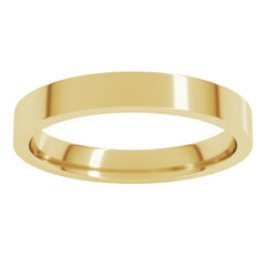 14K Yellow Gold 3 mm Flat Comfort Fit Light Band Size 9.5
