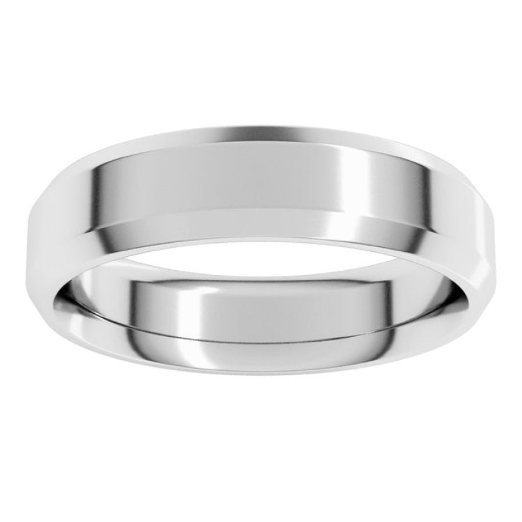 Platinum 5 mm Beveled-Edge Comfort-Fit Flat Band Size 9