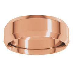 14K Rose Gold 7 mm Beveled-Edge Comfort-Fit Flat Band Size 10.5