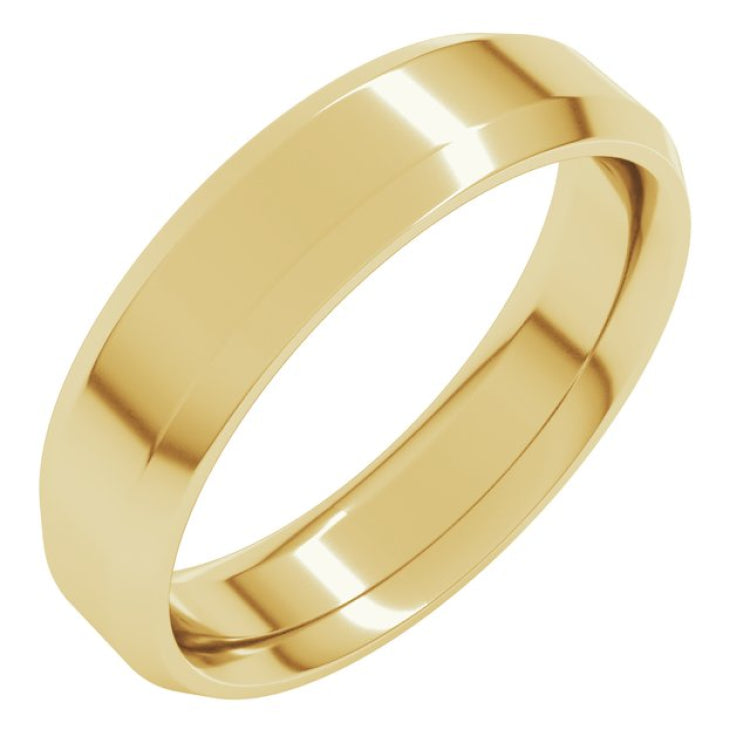 10K Yellow Gold 5 mm Beveled-Edge Comfort-Fit Flat Band Size 8.5