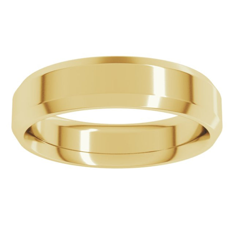 14K Yellow Gold 5 mm Beveled-Edge Comfort-Fit Flat Band Size 8