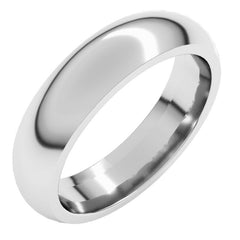 10K White Gold 5 mm Comfort-Fit Half Round Band Size 9.5
