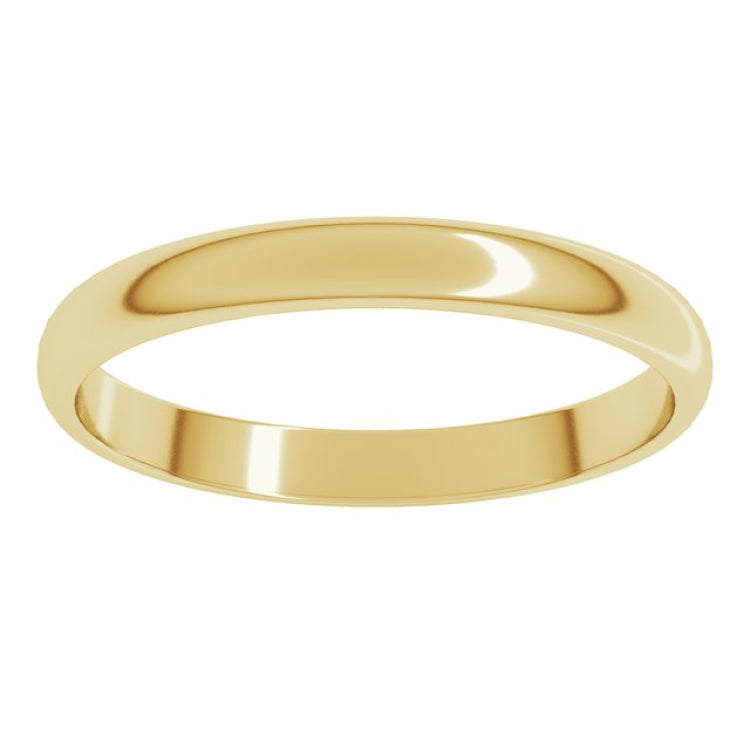 14K Yellow Gold 2.5 mm Lightweight Half Round Band Size 7