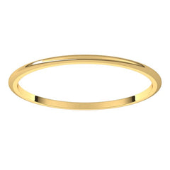 14K Yellow Gold 1 mm Lightweight Half Round Band Size 9