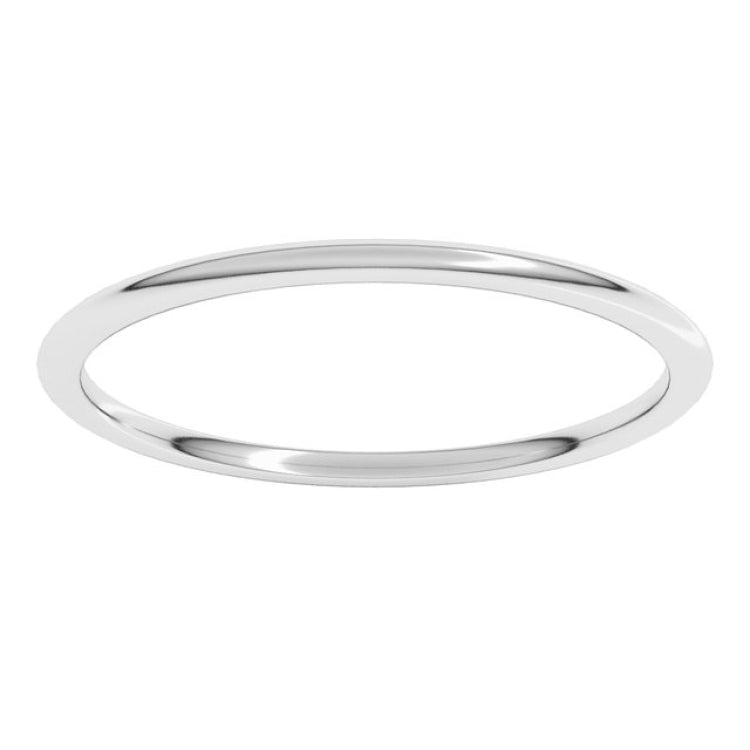 14K White Gold 1 mm Lightweight Comfort-Fit Half Round Band Size 6.5