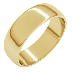 10K Yellow Gold 6 mm Lightweight Half Round Band Size 8.5
