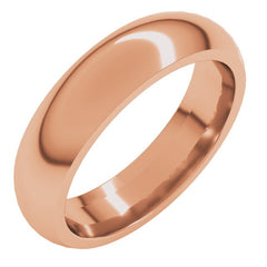 14K Rose Gold 5 mm Comfort-Fit Half Round Band Size 9