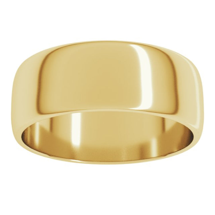 10K Yellow Gold 7 mm Lightweight Half Round Band Size 5.5