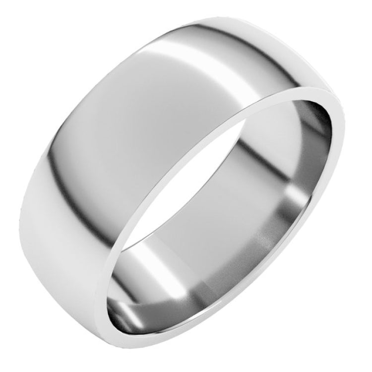 10K White Gold 7 mm Lightweight Comfort-Fit Half Round Band Size 10