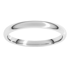 10K White Gold 2 mm Lightweight Comfort-Fit Half Round Band Size 7