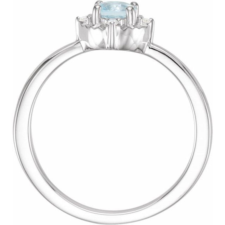 Sterling Silver Natural Sky Blue Topaz & .04 CTW Natural Diamond Halo-Style Ring