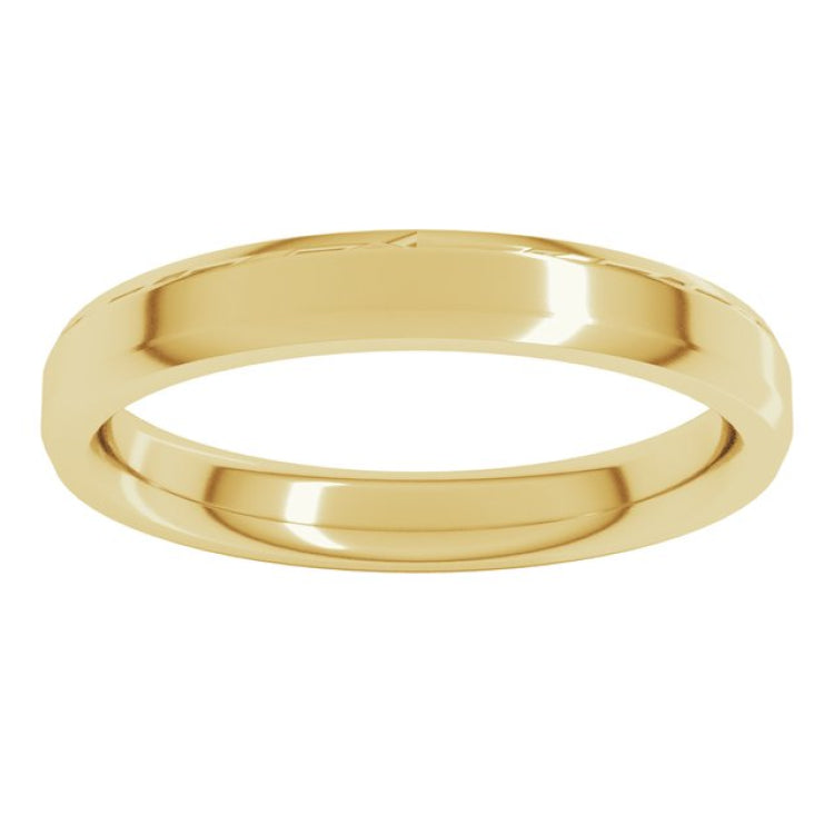 14K Yellow Gold 3 mm Beveled-Edge Comfort-Fit Flat Band Size 10