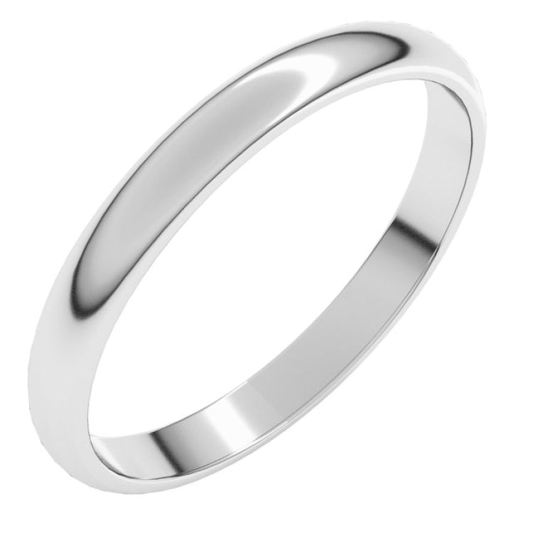 Sterling Silver 2.5 mm Lightweight Half Round Band Size 3