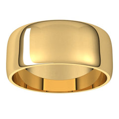 14K Yellow Gold 8 mm Lightweight Half Round Band Size 8.5
