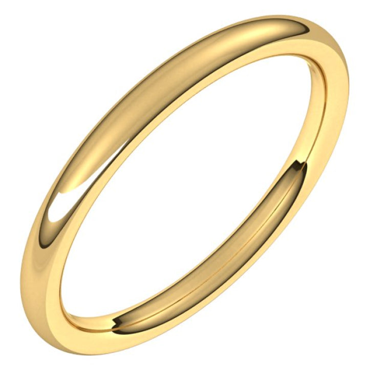 14K Yellow Gold 2 mm Comfort-Fit European-Style Band Size 7