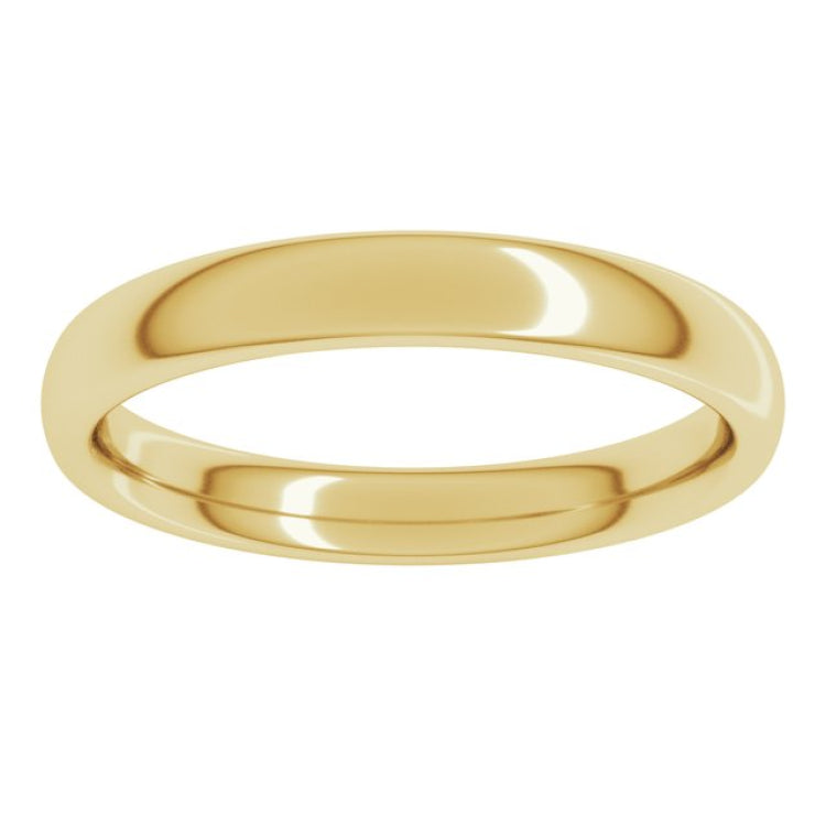 14K Yellow Gold 3 mm Comfort-Fit European-Style Band Size 8