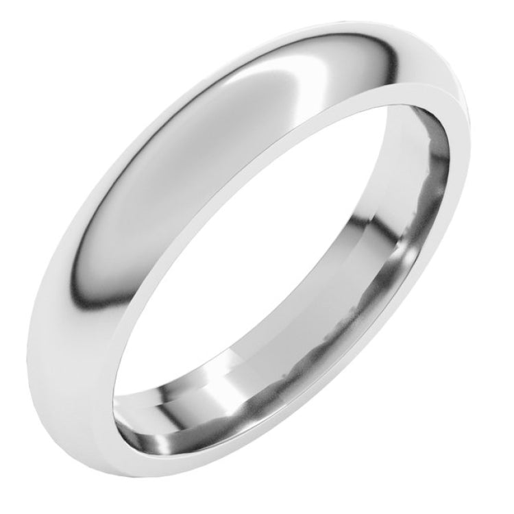 14K White Gold 4 mm Comfort-Fit Half Round Band Size 5.5