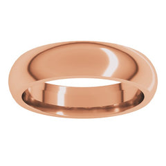 14K Rose Gold 5 mm Comfort-Fit Half Round Band Size 6